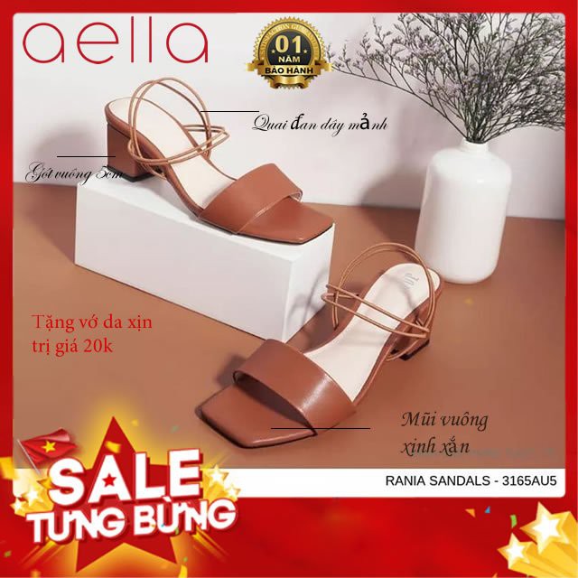 Giày sandal cao gót nữ quai hậu dây mảnh 8 dây đan AELLA233