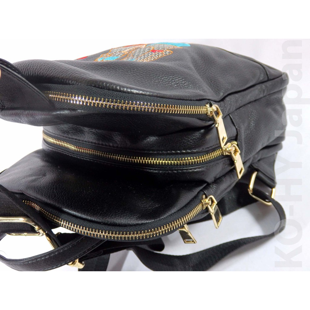 Ba lô thời trang nữ No brand Cowhide backpack-black