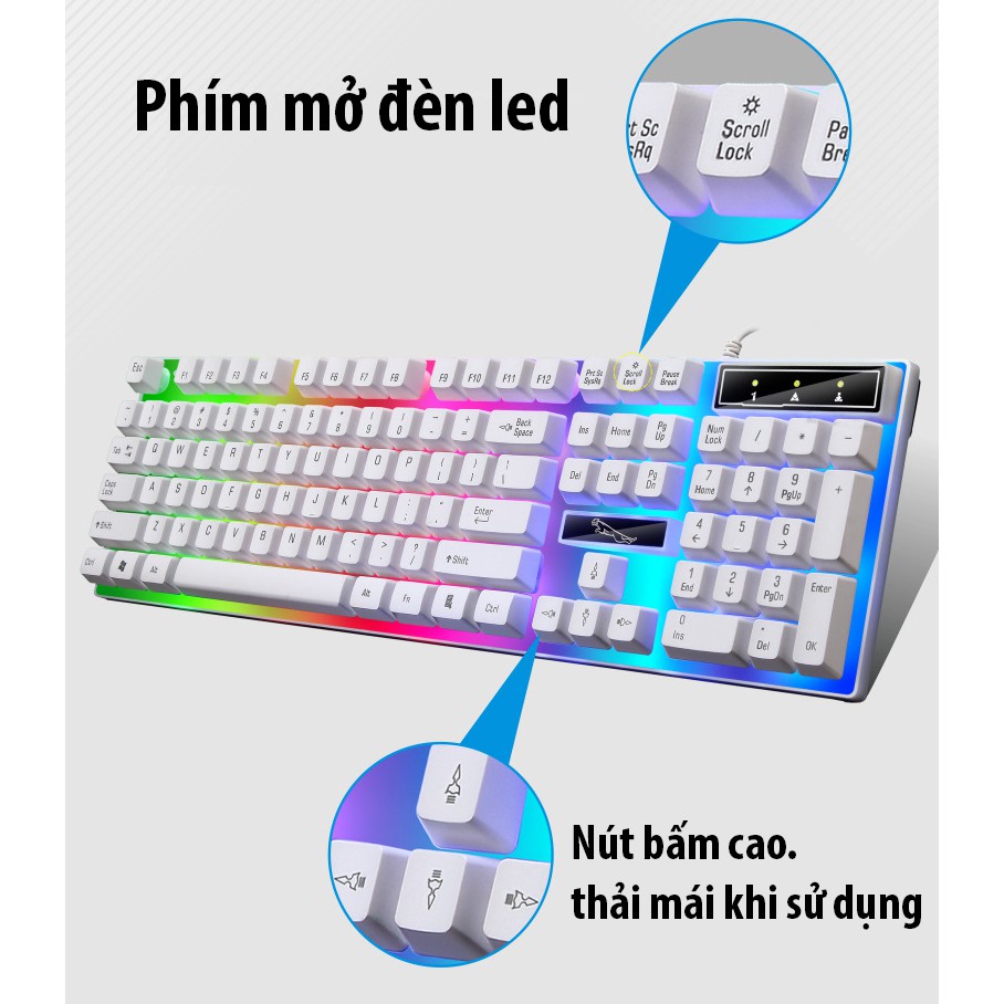 [Màu Trắng- tặng lót chuột] Bộ bàn phím và chuột G21B chuyên Game Led 7 màu