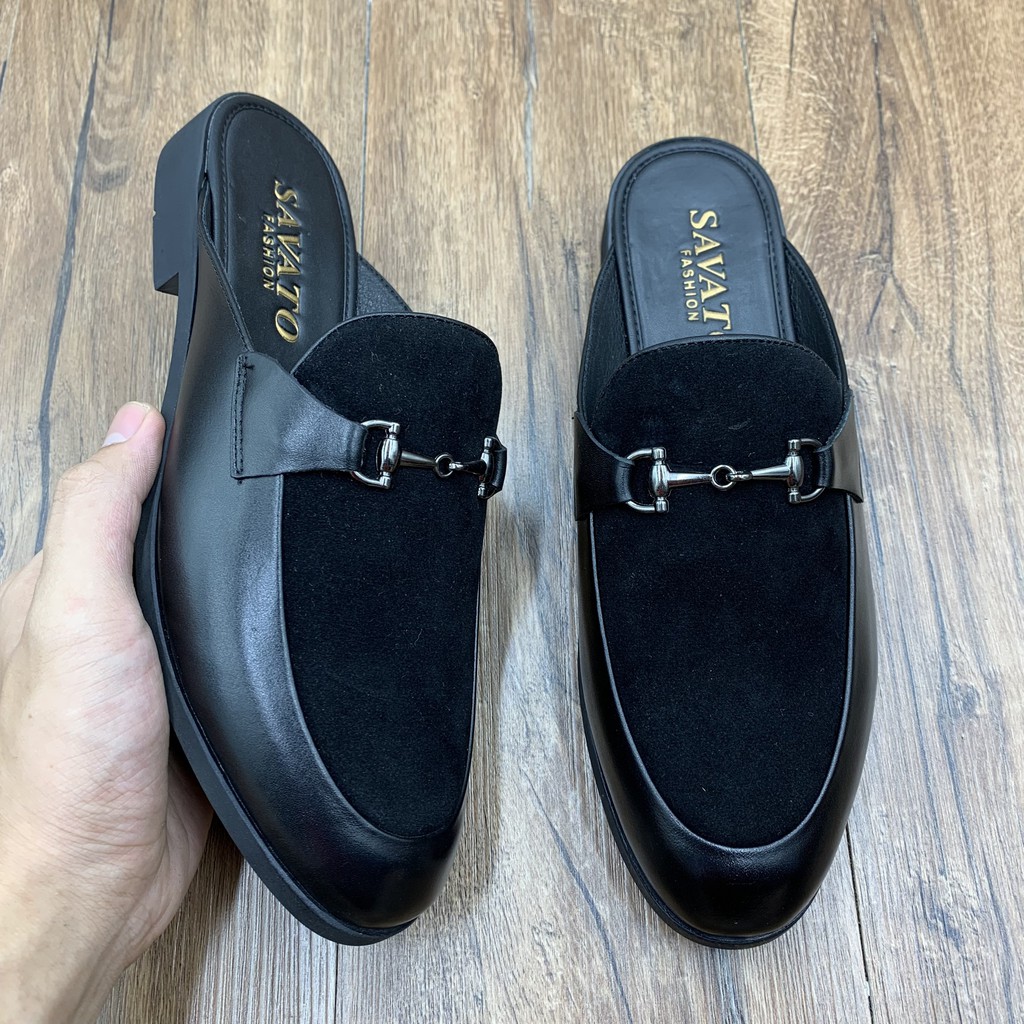 Giầy sục nam da bò vá da lộn đế cao su siêu bền