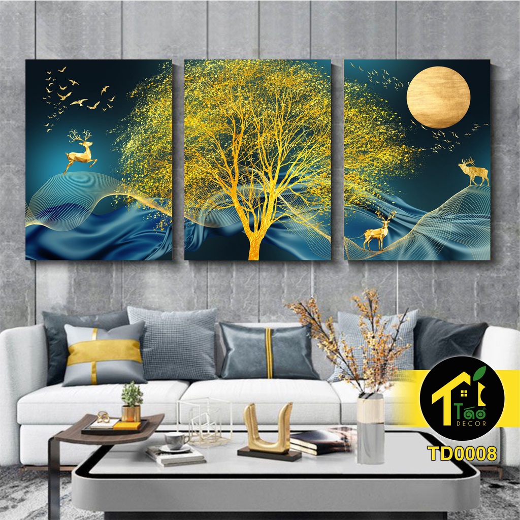 Set 3 tranh treo tường decor, tranh decor, tranh dán tường, canvas tranh treo tường, sticker có sẵn keo 2 mặt, Táo Decor