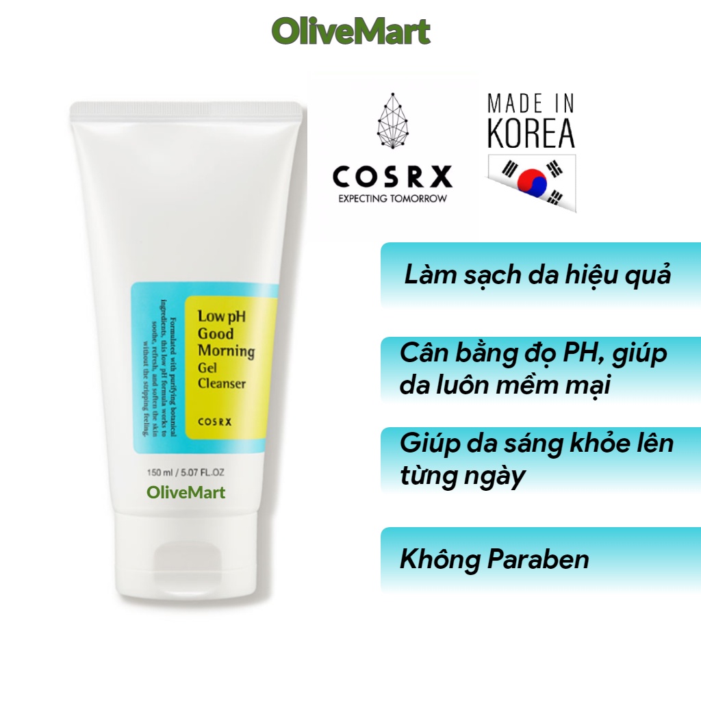 Sữa Rửa Mặt Cosrx Low PH Good Morning Gel Cleanser, SRM COSRX Dạng Gel Chiết Từ Dầu Cây Trà 