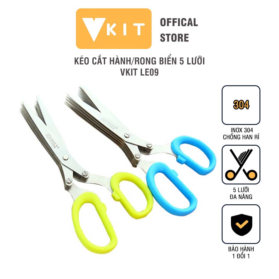 Kéo cắt hành/ cắt rong biển 5 lưỡi đa năng, chống han gỉ VKIT LE09