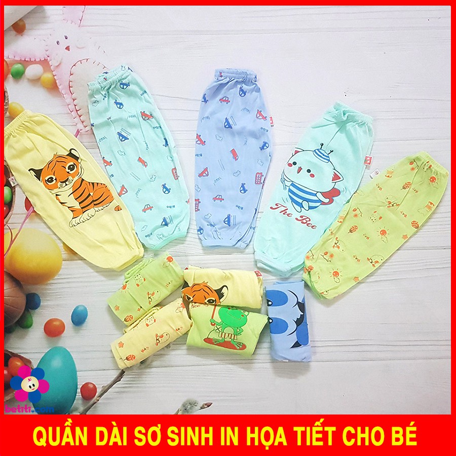 Quần Dài Sơ Sinh Cho Bé Cotton In Họa Tiết Đáng Yêu