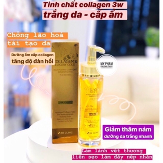 TINH CHẤT TRẮNG DA COLLAGEN LUXURY GOLD 3W CLINIC 150ML HÀN QUỐC