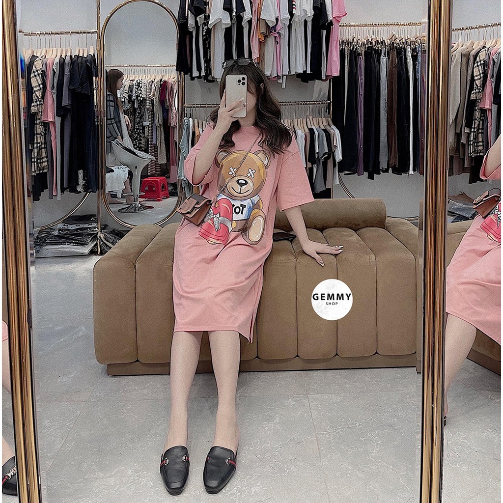 [Mã WAMT1505 giảm 10K đơn 0K] Váy xuông dài, Váy suông bầu chất cotton Gemmy House in hình gấu | BigBuy360 - bigbuy360.vn