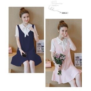 Đầm Bầu - Dáng Yếm Cổ Nơ ( Tím Than)