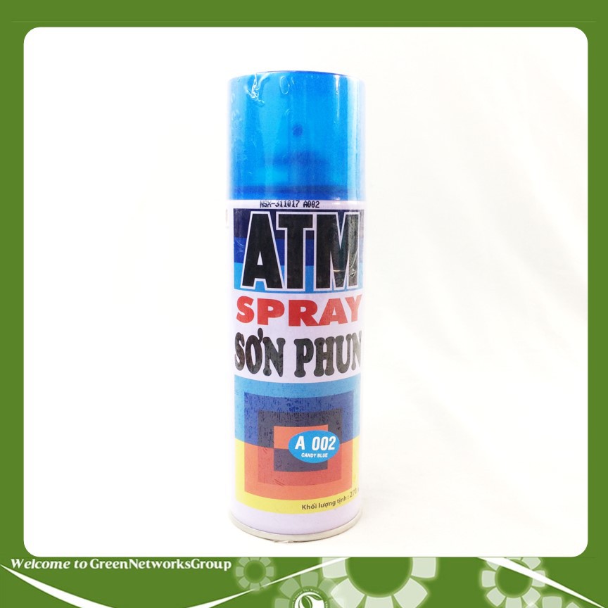 Sơn xịt ATM Spray A002 màu candy blue (xanh) Greennetworks