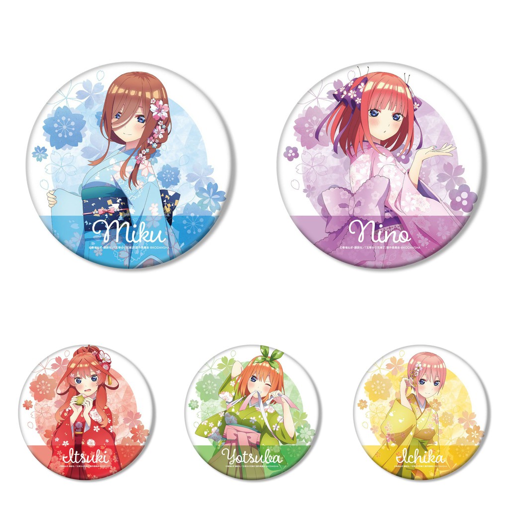 Combo 5 huy hiệu cài áo IN HÌNH Gotoubun no Hanayome Nhà có 5 nàng dâu ver yukata anime chibi dễ thương