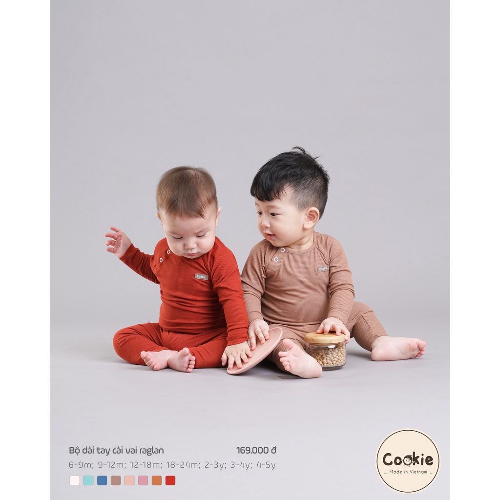 COOKIE- Bộ dài tay cài vai raglan Cookie cho bé