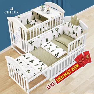 Nôi cũi đa năng cho bé Sơn Trắng trọn bộ made in VietNam. Bảo hành 3 năm chính hãng -  Sơn cao cấp an toàn cho da bé