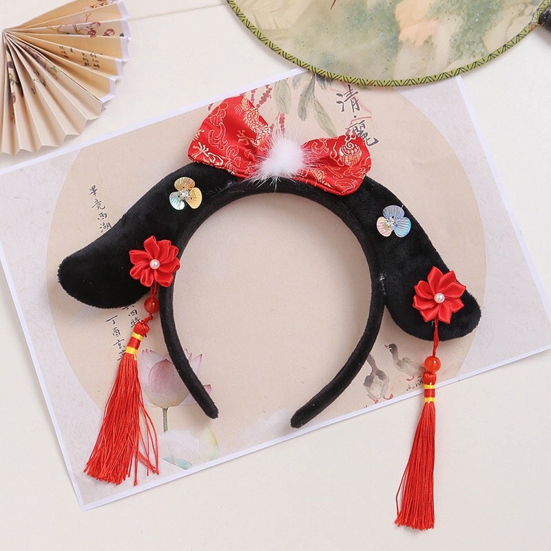 Băng đô cài tóc vải bông phong cách Trung Hoa dễ thương cho nữ