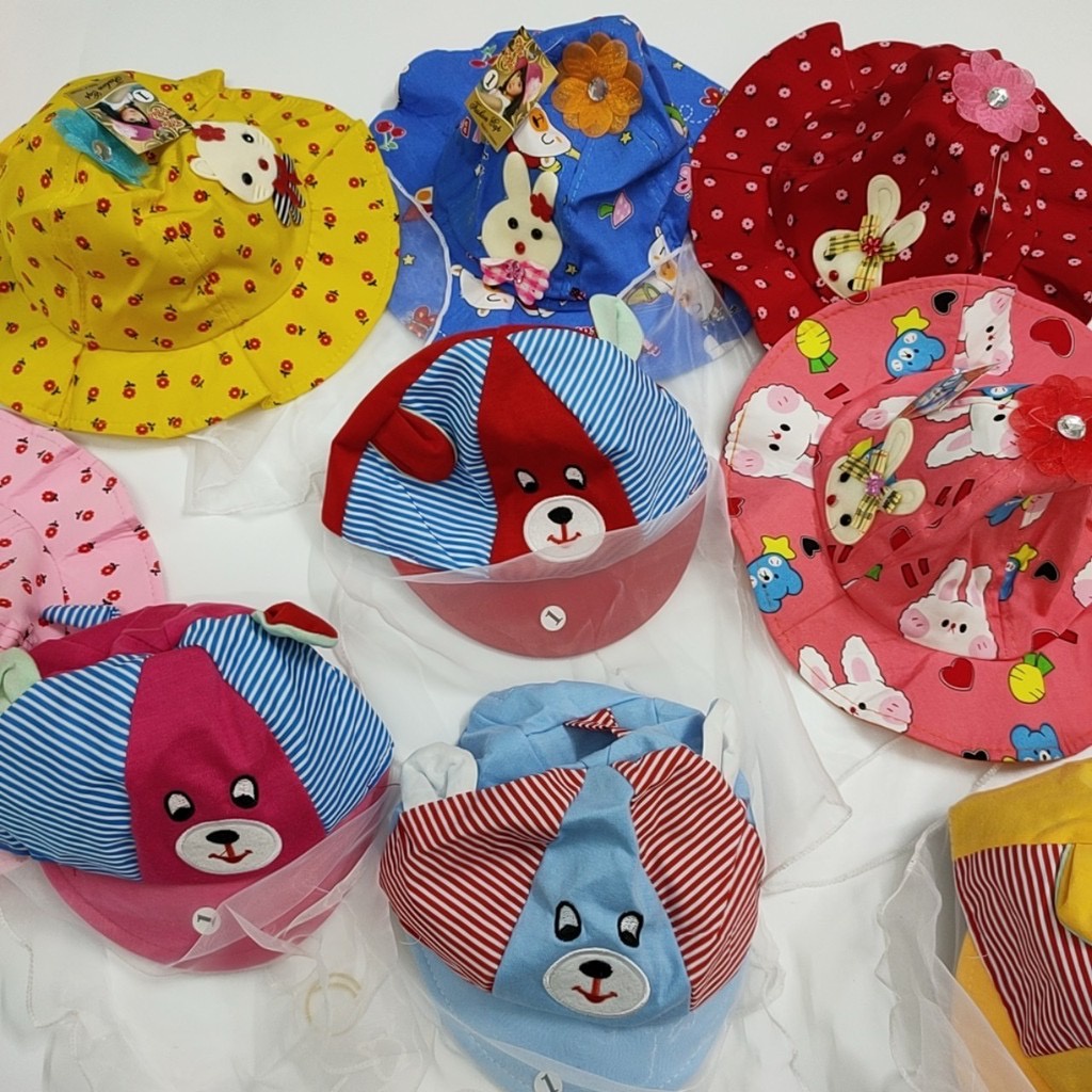 Mũ kèm khăn voan chống bụi cho bé