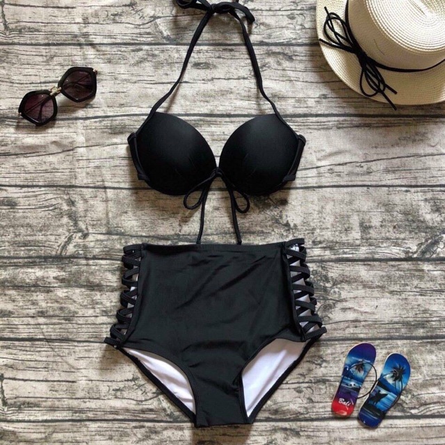 Bikini cúp ngực đan dây cạp cao