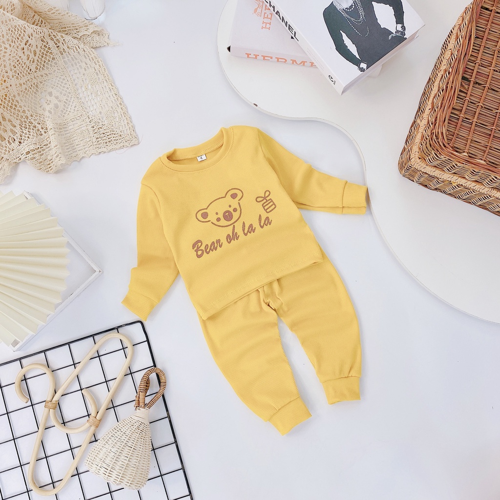 [DT71] Bộ Dài Tay Cho Bé Hình Gấu Túi Chất Vải Tăm Lạnh Mềm Mại Đáng Yêu Size Từ 8-18Kg VNXK Nhật-Hàn