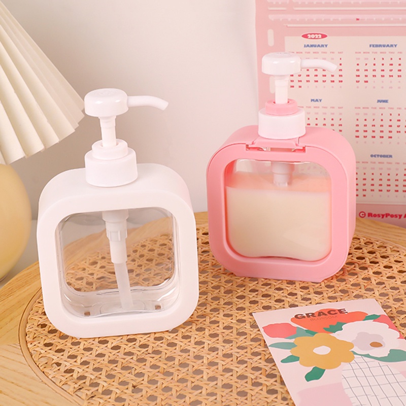 Chai Nhựa Trong Suốt Hình Vuông Dung Tích 500ml Dùng Đựng Xà Phòng/Mỹ Phẩm Khi Đi Du Lịch