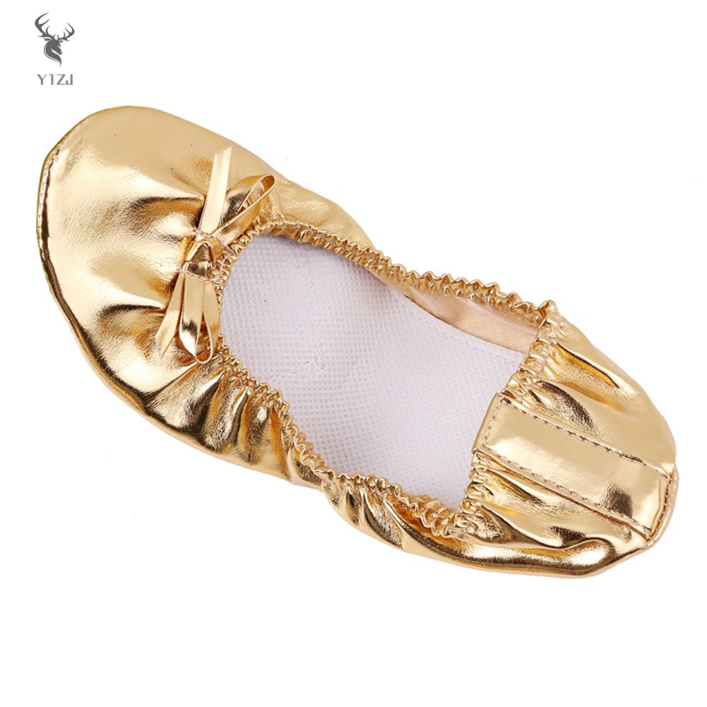 COD&amp; Golden Flat Ballet Yoga Dance Shoes Portable for Lady Girl Woman