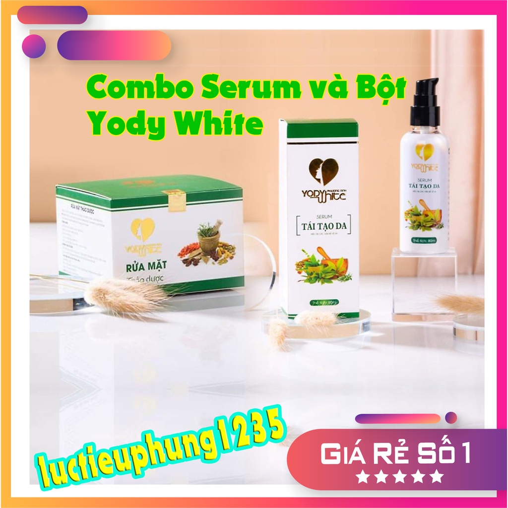 Combo Phương Anh Serum Tái Tạo Da và Bột Rửa Mặt Thảo Dược Hàng CHính Hãng Yody White