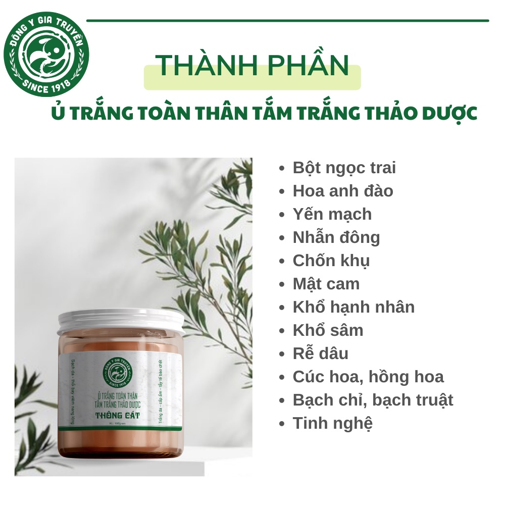 Bột tắm trắng thảo mộc Đông Y Gia Truyền thông Cát (Since 1918) dưỡng da trắng sáng sau 1 tuần sử dụng