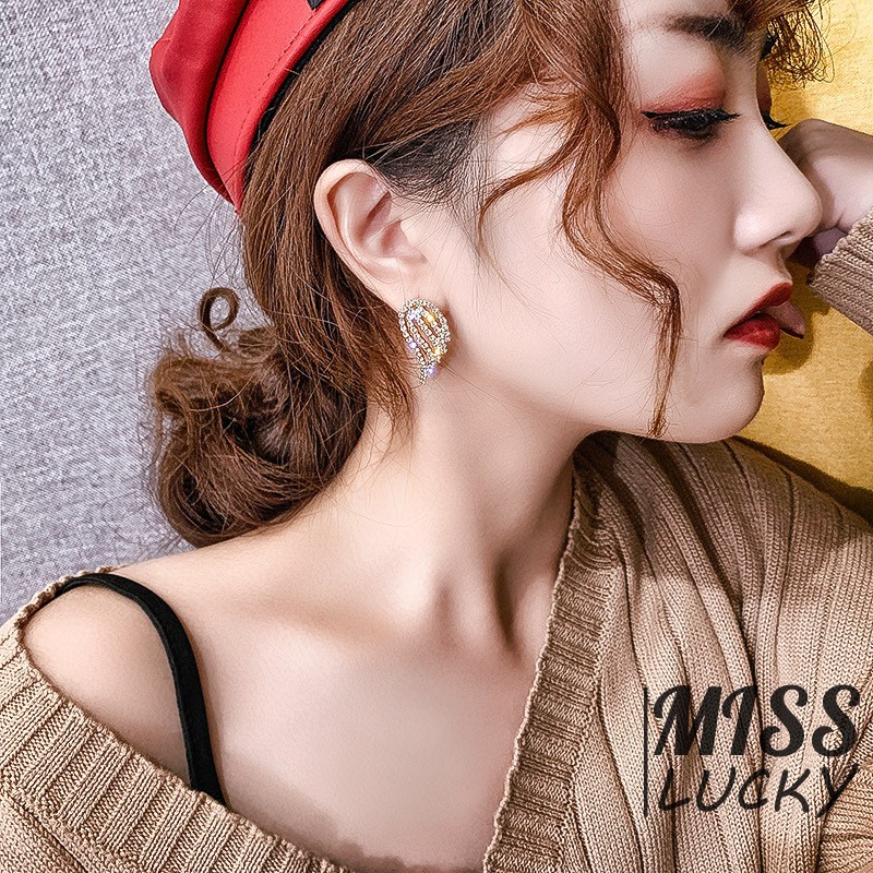 Khuyên Tai Mạ Bạc 925 Hình Đôi Cánh Thiên Thần Đính Đá Thời Trang Cho Nữ