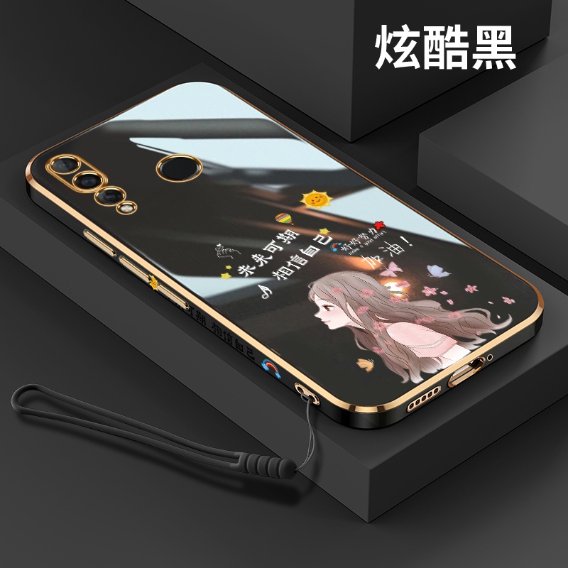 Ốp Điện Thoại Silicon Viền Thẳng Mềm Có Dây Đeo Cho Huawei nova3 nova3i nova4 nova5 nova5i 5ipro