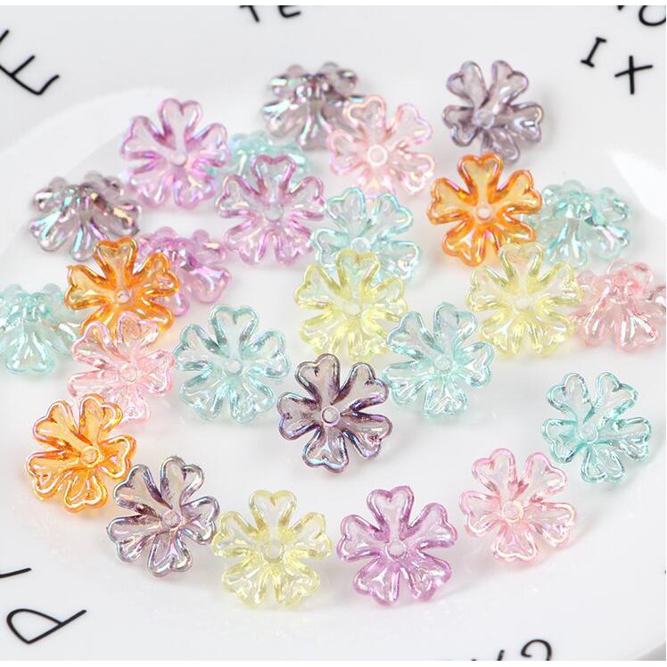 Thời Trang Set 100 Hạt Xỏ Lỗ Hình Bông Hoa Nhiều Màu Sắc 6 X 16Mm Làm Trang Sức Thủ Công diy y1160