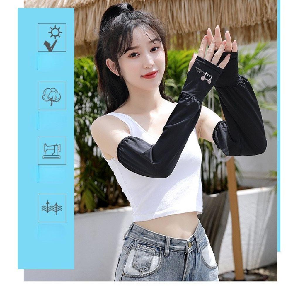 DARNELL Găng Tay Chống Nắng Chống Trượt Bằng Lụa Lạnh Thời Trang Mùa Hè Cho Nữ