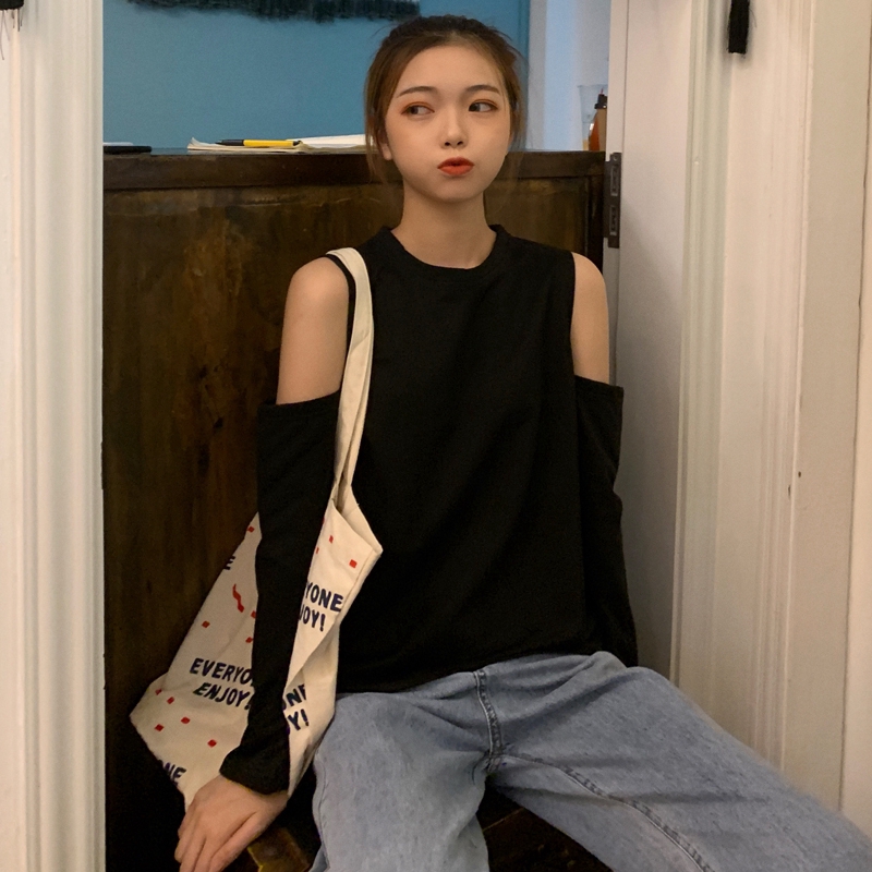 Áo thun SUXI trễ vai màu trơn phong cách Hàn Quốc thời trang dành cho nữ