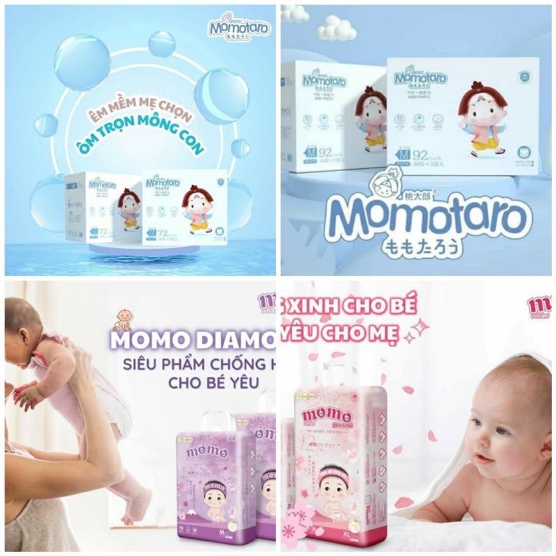 Tã /Bỉm dán/quần Momotaro/ Momo diamond size S56/M48/M46/L42/XL39/XXL36/XXXL35/S64/M60/L54/XL50/XXL48/XXXL42