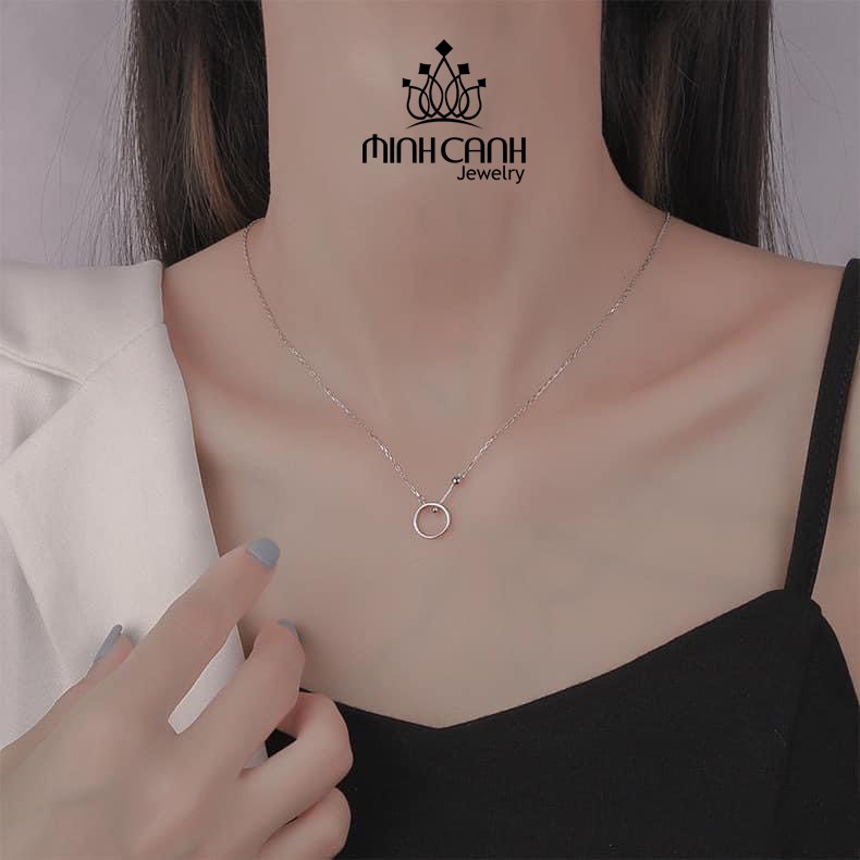 Dây Chuyền Bạc Vòng Tròn Thanh Bạc Mix Bi - Minh Canh Jewelry
