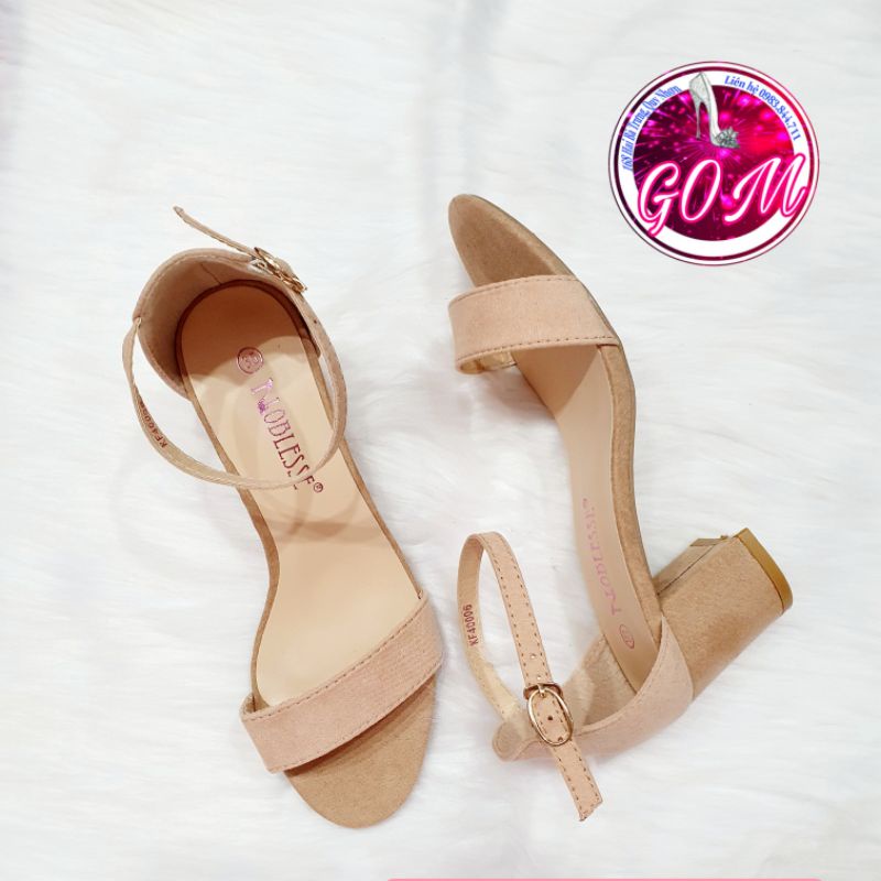 Giày sandal quai ngang, bít gót quai hậu da lật, gót vuông 5 phân