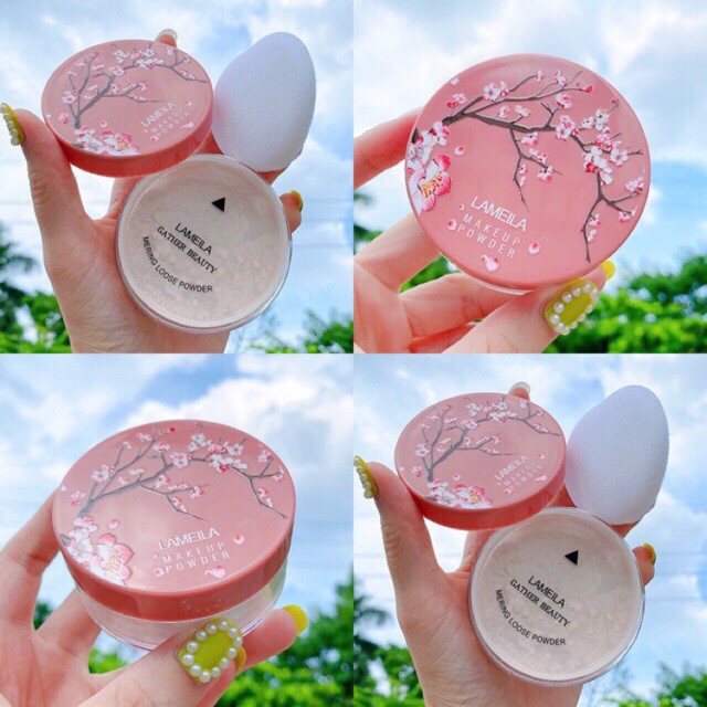Phấn phủ Kiềm dầu Lameila Vỏ Hồng Hoạ Tiết Hoa Anh Đào Xinh Xắn 🍀 Clovershop68 🍀 | BigBuy360 - bigbuy360.vn