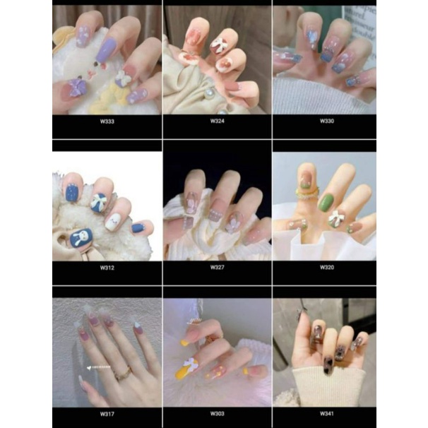 Móng tay giả combo 1 bộ 24 sp kèm keo