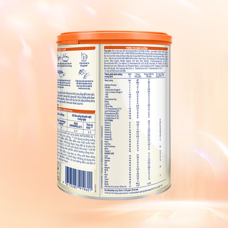 [Tặng 01 Thùng rác treo cánh tủ] Sản phẩm dinh dưỡng công thức Nestlé NAN INFINIPRO A2 3 lon 800g