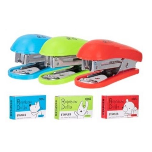 [Chính hãng] Dập ghim mini số 10 Deli Stapler 0253 bao gồm hộp ghim (Xanh dương - Đỏ - Xanh lá)