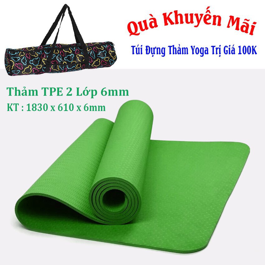 Thảm Yoga Cao Cấp TPE 1 Lớp + Túi Đựng Thảm