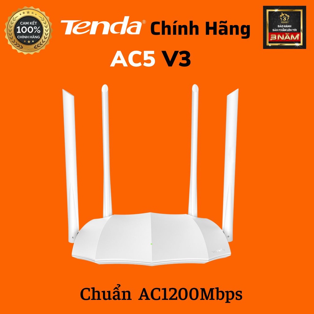 Bộ Phát Wifi Xuyên Tường Tenda AC5 V3 4 Râu  Màu Trắng ,Tenda AC7 5 Râu Chuẩn AC1200Mbps, Tenda N301 - Hàng Chính Hãng