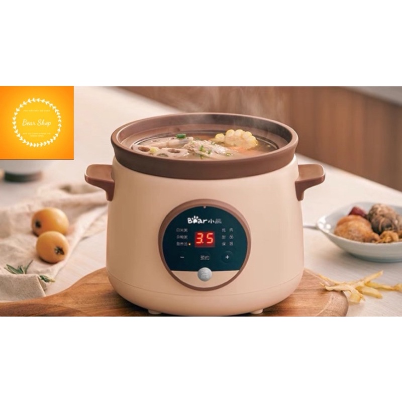 Nồi hầm điện Bear 1.5L thố tử kim sa 6 chức năng có quai cầm tiện dụng cho gia đình 2-3 người