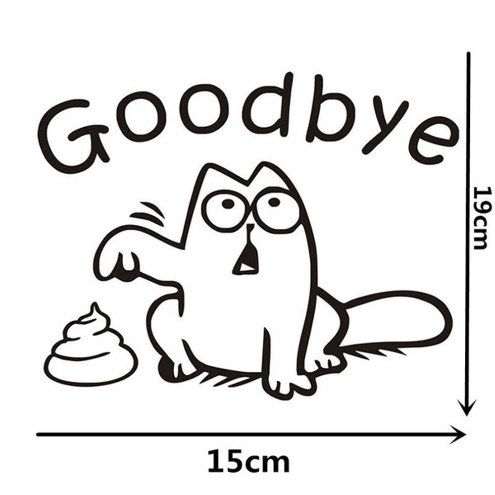 Sticker dán bồn cầu họa tiết BYE hoạt hình dùng trong trang trí nhà tắm