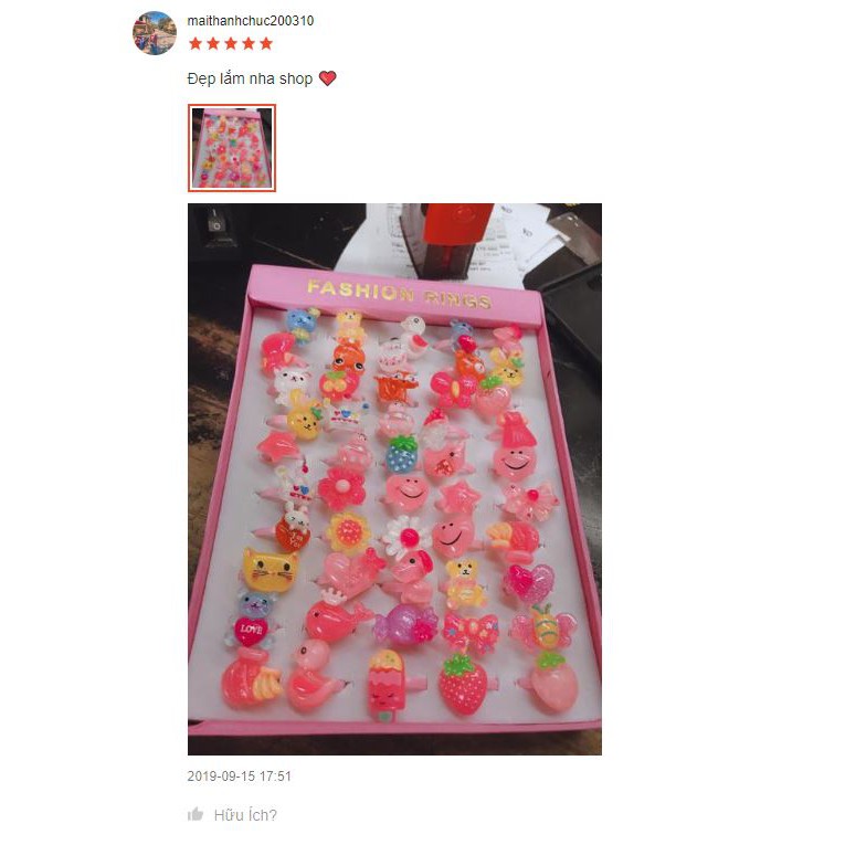 Combo hộp nhẫn nhựa đẹp cho bé 50 chiếc 🌺 Mix hoa và các con vật đáng yêu 🌺 Công Chúa Elsa