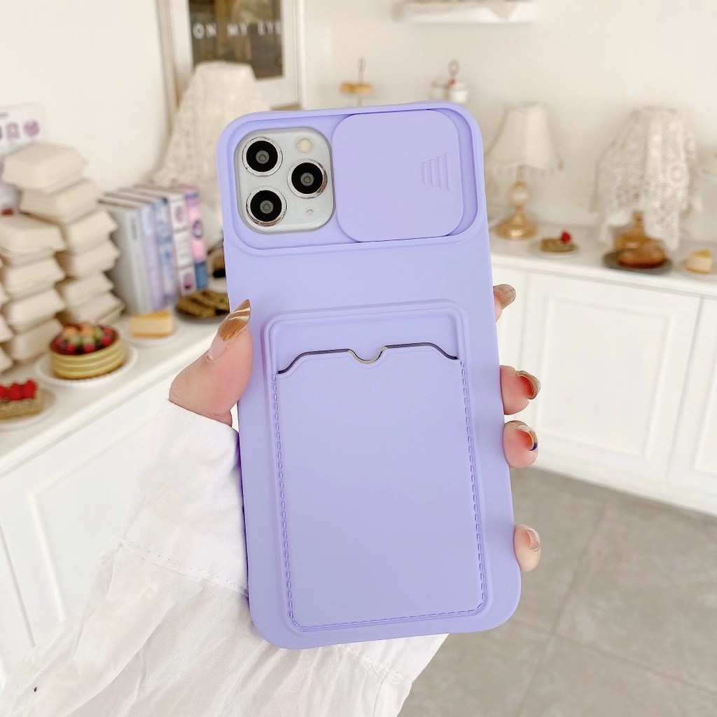 Ốp Điện Thoại Tpu Silicon Có Nắp Trượt Bảo Vệ Camera 8 Màu Cho Iphone 12 Pro Max 12 Mini 11 Pro Max Xsmax Xr X 7 8p