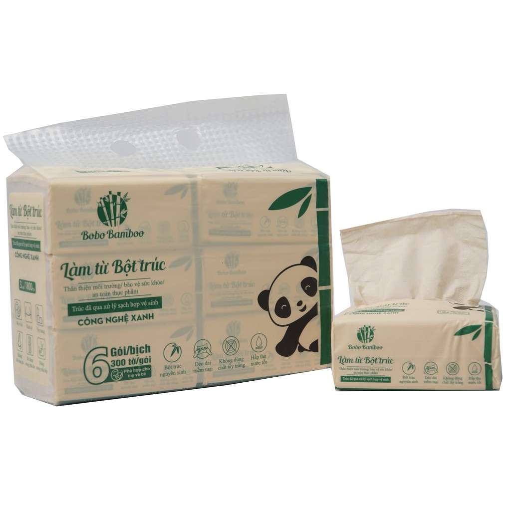 27 Gói giấy rút cao cấp Bobo Bamboo Gấu Trúc Siêu Dai