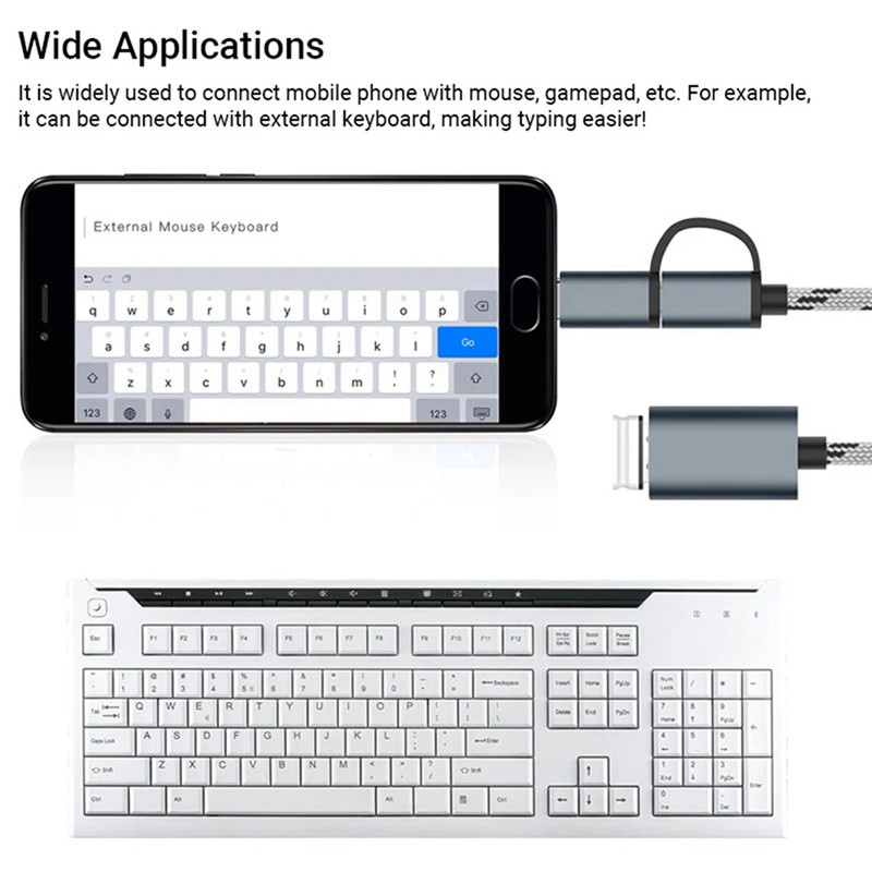 Dp Three in One Line Adapter Dp to HDMI+VGA+DVI with 2 in 1 USB OTG Cable Type-C/Micro-USB to USB 3.0 Transfer Cable