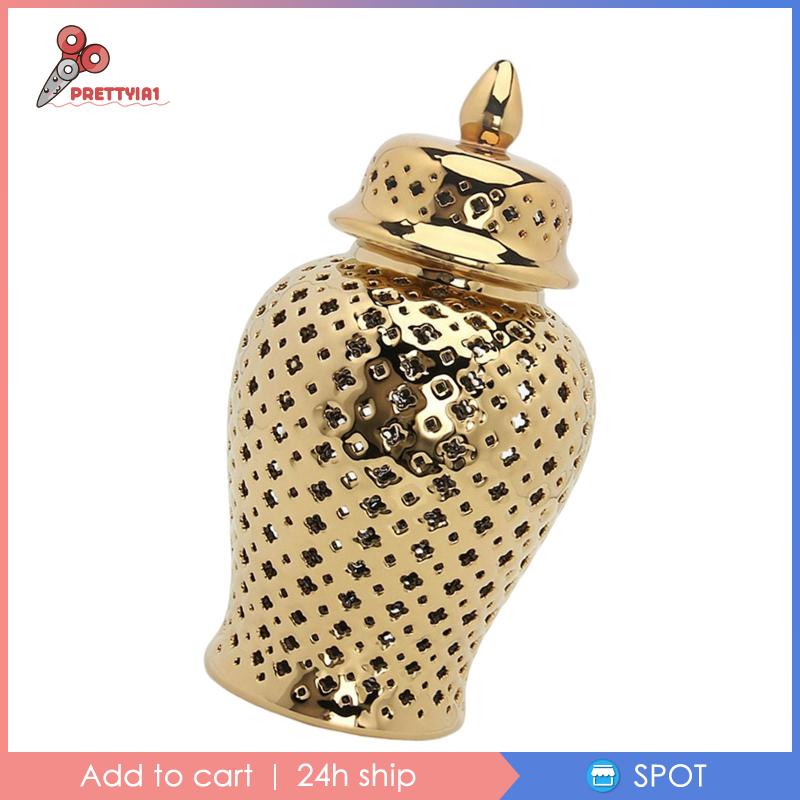 [Prettyia1] Lọ Gừng Phương Đông Thủ Công Có Nắp Trang Trí Cho Nhà Bếp Tiệc Tùng