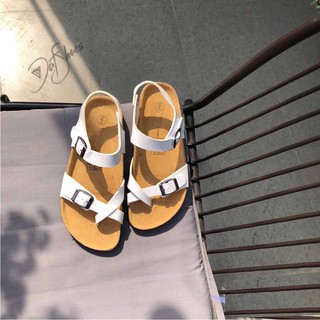 [Xả hàng giá sỉ - Freeship] Giày sandal nữ xỏ ngón đế trấu màu trắng, sandal nữ đi học - DatShoes S01W