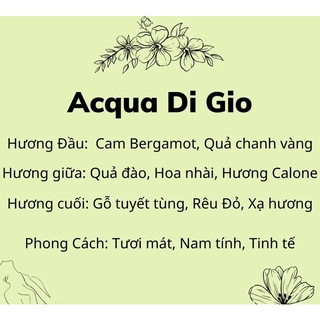 Nước Hoa Aqua Di Giò Trăng 100ml