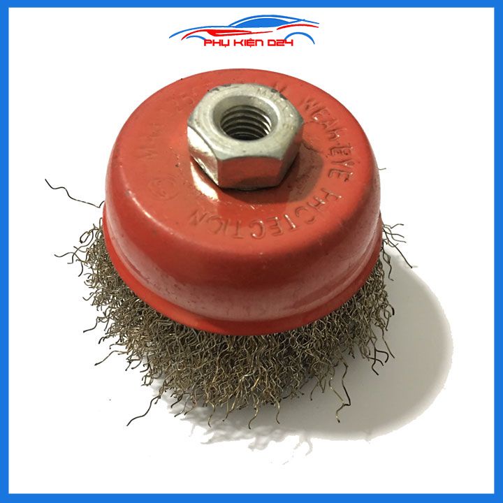 Bát mài, đánh gỉ sắt thép đế đỏ ren M10 đường kính 7cm