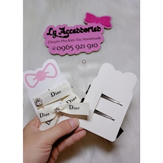 Set 2 kẹp tóc mái lụa mờ cao cấp đính đá