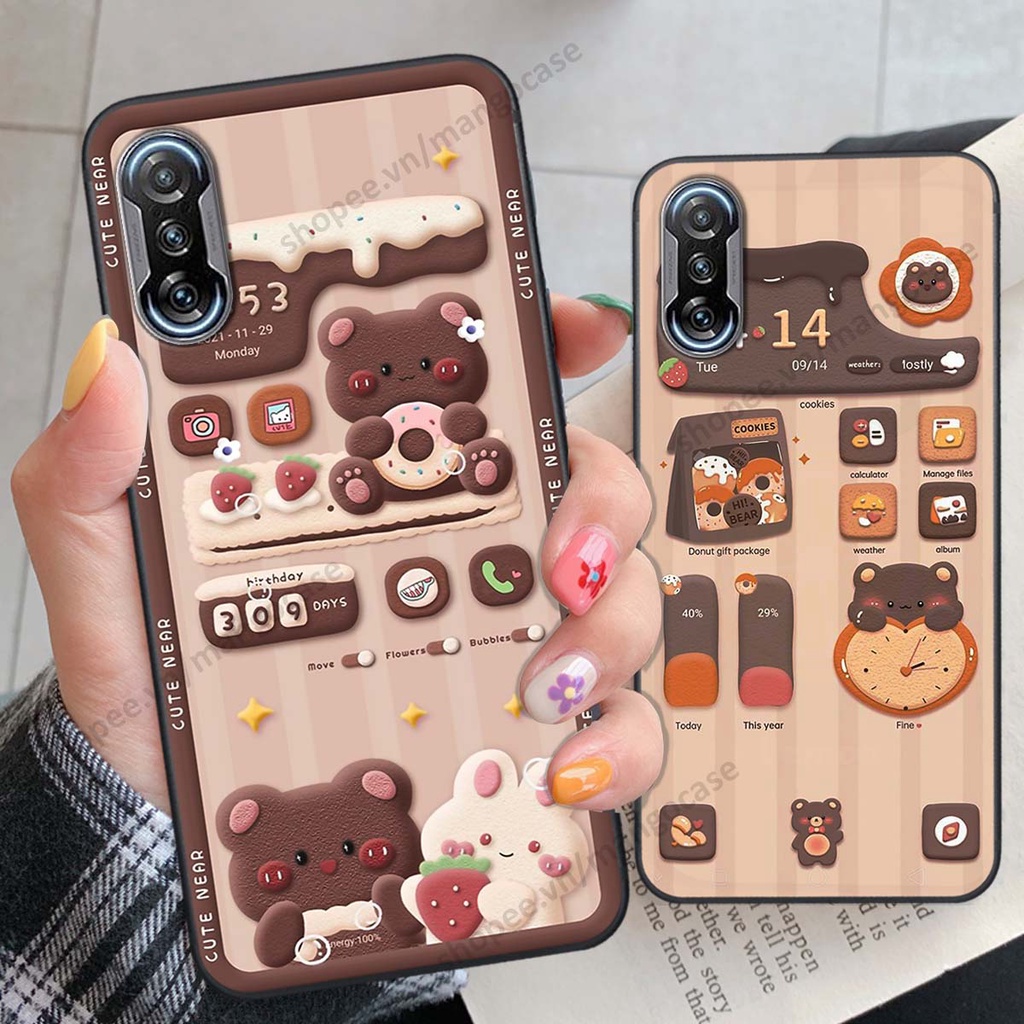 Ốp lưng Xiaomi Redmi K40 / Redmi K40 Pro hình gấu, thỏ, đồng hồ cute dễ thương