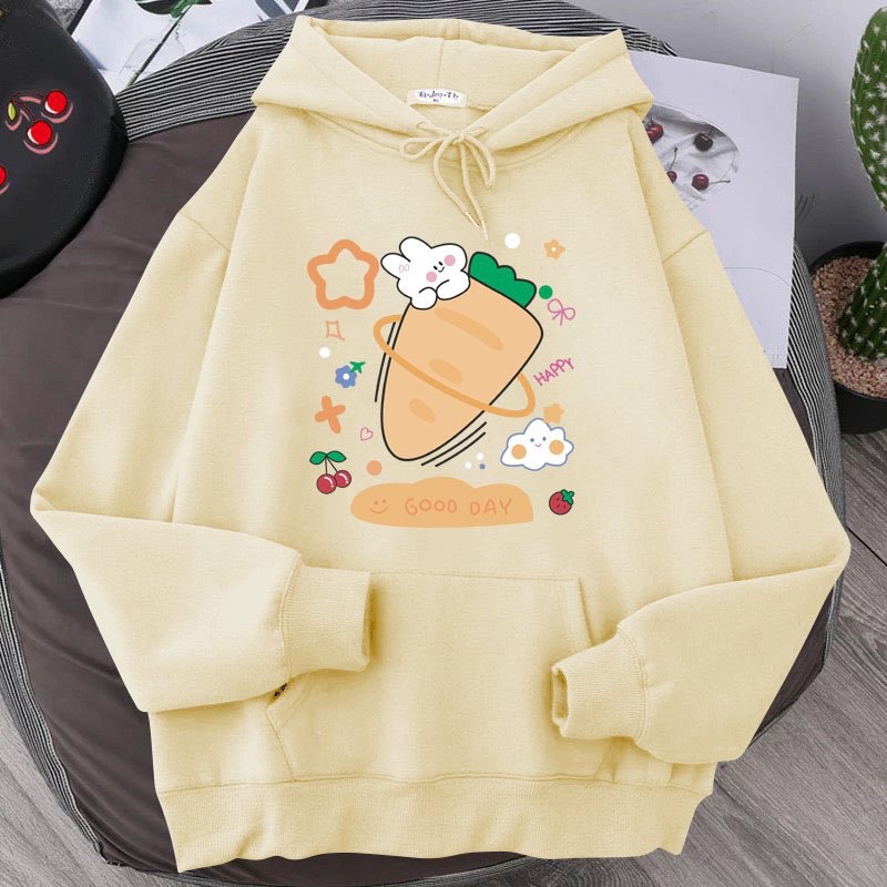 ÁO HOODIE NAM NỮ CẶP IN THỎ CARROT GOOD DAY (13 màu) vải nỉ